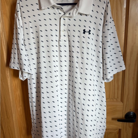Under Armour Men's White and Black Patterned Polo Shirt - Picture 1 of 3